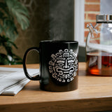 Andean Dual God Symmetry Tribal Glyph Style Black Mug
