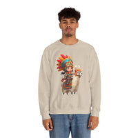 Colorful Chibi Inca Rider and Fluffy Llama Unisex Sweatshirt
