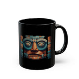 Stone Guardian of the Ancients Illustration Black Mug