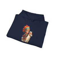 Colorful Chibi Inca Rider and Fluffy Llama Unisex Hoodie
