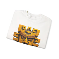 Ancient Andean Warrior Mask Golden Glyph Style Unisex Sweatshirt