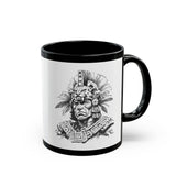 Jaguar Warrior Ink Drawing Black Mug