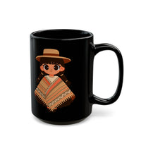 Cartoon Girl in Traditional Poncho Peru Black Mug