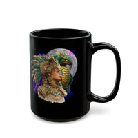 Aztec Quetzalcoatl Priestess Under Moon Black Mug