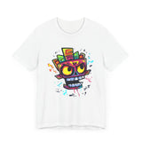 Cyber Aztec Skull Cartoon Style Unisex T-Shirt