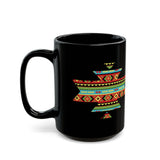 Sacred Geometric Textile Pattern Illustration Black Mug