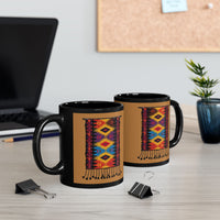 Indigenous Andean Geometric Textile Pattern Black Mug