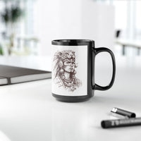 Aztec Warrior Woman Jaguar Spirit Sketch Black Mug