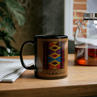 Indigenous Andean Geometric Textile Pattern Black Mug