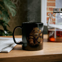 Pixel Art Mayan Jaguar Warrior Black Mug