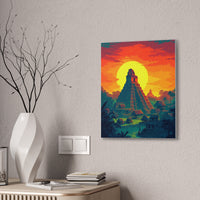 Sunset over Tikal Maya Pyramid Canvas
