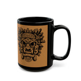 Aztec-Inspired Tlaloc God Tribe Graphic Black Mug