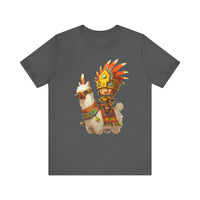 Cute Chibi Inca Warrior and Llama Cartoon Unisex T-Shirt