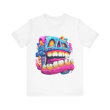 Chunky Neon Mayan Skull Graffiti Style Unisex T-Shirt