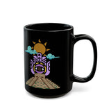 Eye of the Sun Pyramid Illustration Black Mug