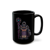 Cyber Temple Techno Priest Pixel Art Black Mug