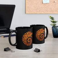 Spiral Quetzalcoatl Feathered Serpent Glyph Style Black Mug