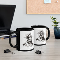 Inca Warrior Line Art Tribal Design Black Mug