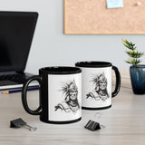 Inca Warrior Line Art Tribal Design Black Mug