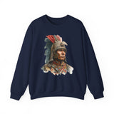 Inca Warrior Watercolor Art and Tribal Pattern Unisex Sweatshirt