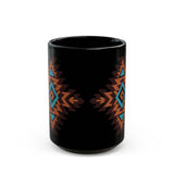 Boho Aztec Geometric Totem Pattern Illustration Black Mug
