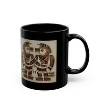Twin Tribal Harmony Glyph Symmetrical Design Black Mug