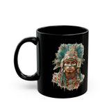 Maya Warrior Watercolor Portrait Black Mug