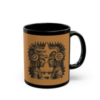 Mirrored Aztec Warriors in Glyph Style Black Mug