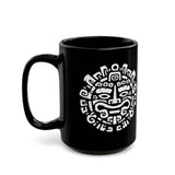 Andean Dual God Symmetry Tribal Glyph Style Black Mug