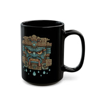 Tlaloc Rain God Stone Face Glyph Black Mug