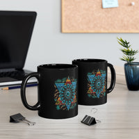 Wild Aztec Turquoise Amulet Illustration Black Mug