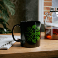 Aztec Plant Spiral Symbol Black Mug