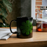Aztec Plant Spiral Symbol Black Mug