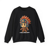 Chibi Aztec Warrior Cartoon Style Unisex Sweatshirt