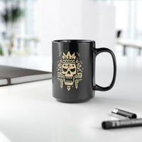 Ah Puch Skull Crown Mayan Glyph Style Black Mug