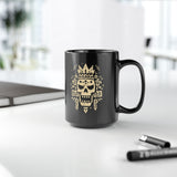 Ah Puch Skull Crown Mayan Glyph Style Black Mug