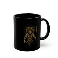 Warrior Shaman Tribal Glyph Gold Line Black Mug