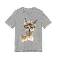 Cute Alpaca With Glasses Watercolor Illustration Unisex T-Shirt