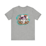 Aztec Floral Cow Skull on Turquoise Pattern Unisex T-Shirt