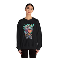 Cyber Aztec Chibi Warrior Neon Style Unisex Sweatshirt