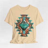 Turquoise Western Aztec Gem Illustration Unisex T-Shirt