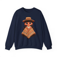 Cartoon Girl in Traditional Poncho Peru Unisex Sweatshirt