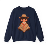 Cartoon Girl in Traditional Poncho Peru Unisex Sweatshirt