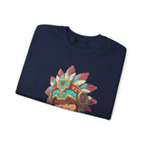 Chibi Aztec Warrior and Jaguar Cub Cartoon Unisex Sweatshirt