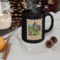 Stamp Machu Picchu Peru Black Mug
