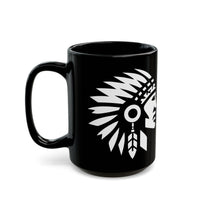 Tribal Warrior Headdress Emblem Illustration Black Mug