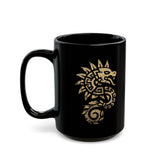 Quetzalcoatl Spiral Serpent Tribal Glyph Black Mug