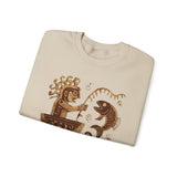 Pre-Hispanic Fisherman with Symbolic Fish Glyph Style Unisex Sweatshirt
