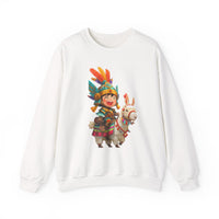 Chibi Inca Warrior Riding Llama Cartoon Unisex Sweatshirt