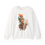 Chibi Inca Warrior Riding Llama Cartoon Unisex Sweatshirt